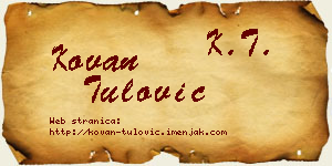 Kovan Tulović vizit kartica
